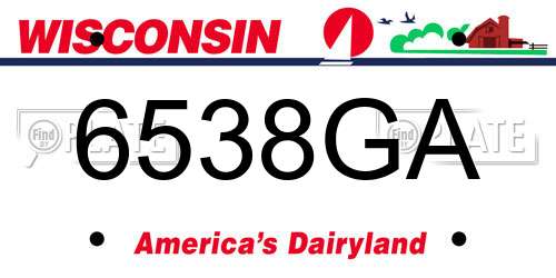 6538GA Wisconsin License Plate