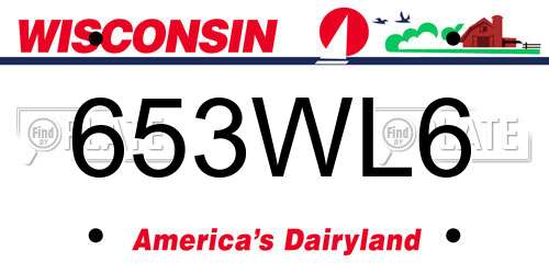 653WL6 Wisconsin License Plate