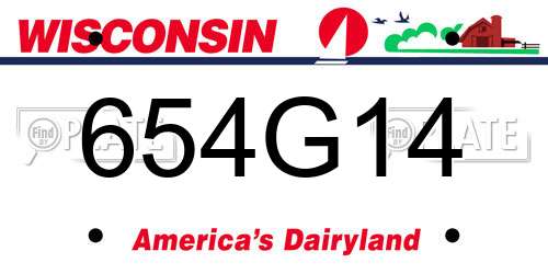 654G14 Wisconsin License Plate