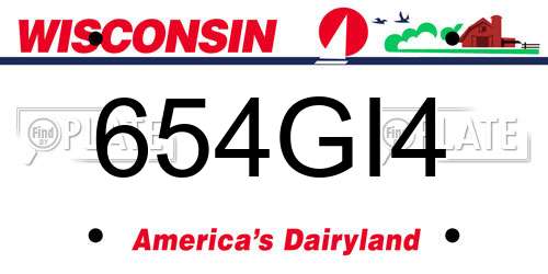 654GI4 Wisconsin License Plate