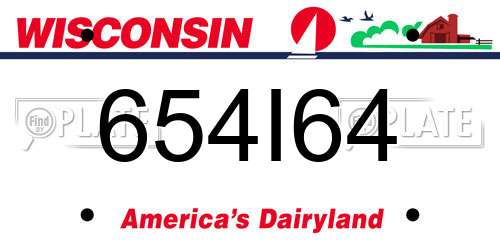 654I64 Wisconsin License Plate
