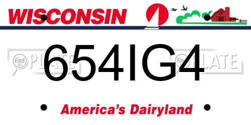 654IG4 Wisconsin License Plate