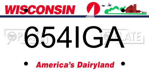 654IGA Wisconsin License Plate