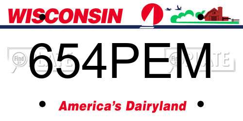654PEM Wisconsin License Plate