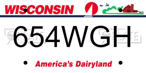 654WGH Wisconsin License Plate