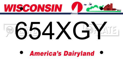 654XGY Wisconsin License Plate