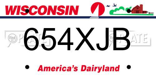 654XJB Wisconsin License Plate