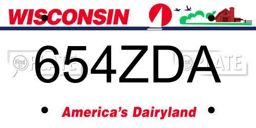 654ZDA Wisconsin License Plate