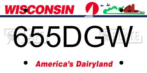 655DGW Wisconsin License Plate