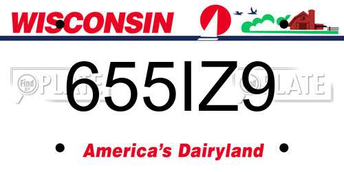 655IZ9 Wisconsin License Plate