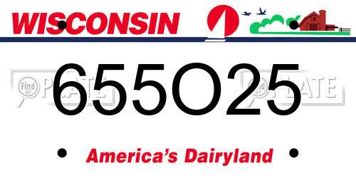 655O25 Wisconsin License Plate
