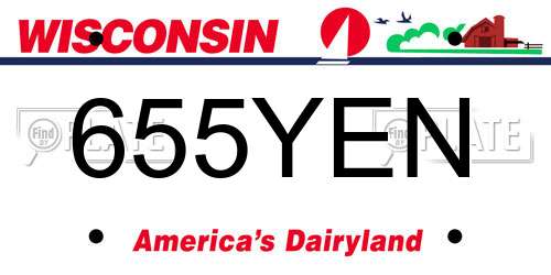 655YEN Wisconsin License Plate