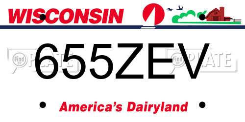 655ZEV Wisconsin License Plate