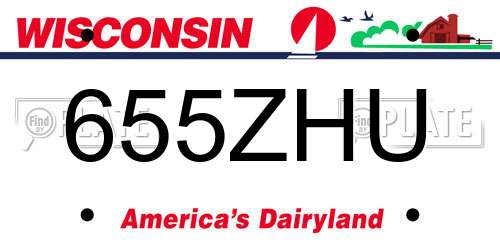 655ZHU Wisconsin License Plate