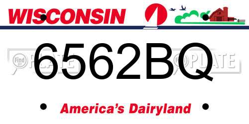 6562BQ Wisconsin License Plate