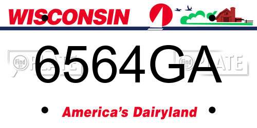 6564GA Wisconsin License Plate