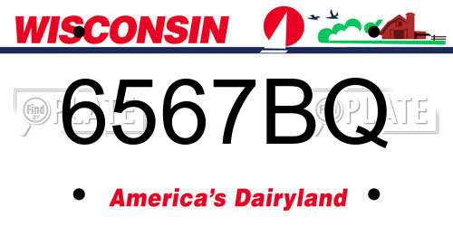 6567BQ Wisconsin License Plate