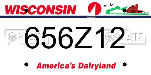 656Z12 Wisconsin License Plate