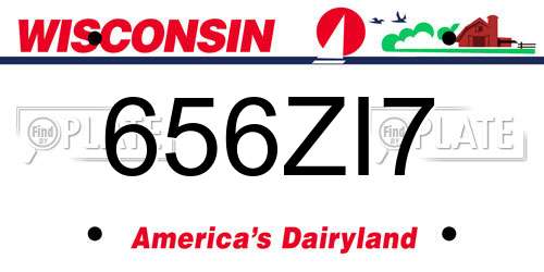 656ZI7 Wisconsin License Plate