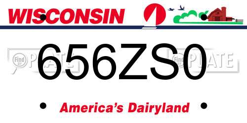 656ZS0 Wisconsin License Plate