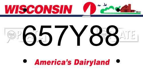 657Y88 Wisconsin License Plate