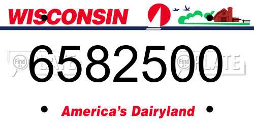 6582500 Wisconsin License Plate