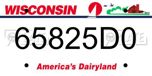 65825D0 Wisconsin License Plate