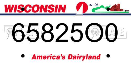 65825O0 Wisconsin License Plate
