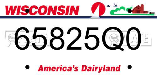 65825Q0 Wisconsin License Plate