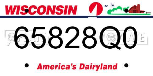 65828Q0 Wisconsin License Plate