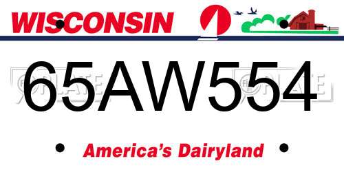 65AW554 Wisconsin License Plate