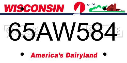 65AW584 Wisconsin License Plate