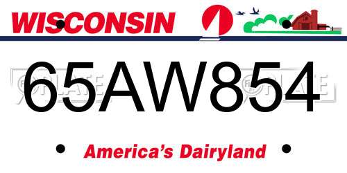 65AW854 Wisconsin License Plate