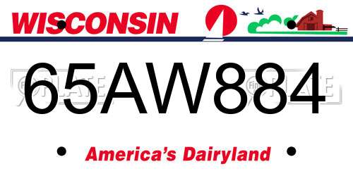 65AW884 Wisconsin License Plate