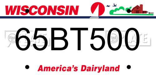 65BT500 Wisconsin License Plate