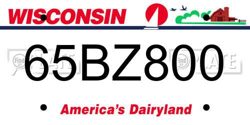 65BZ800 Wisconsin License Plate