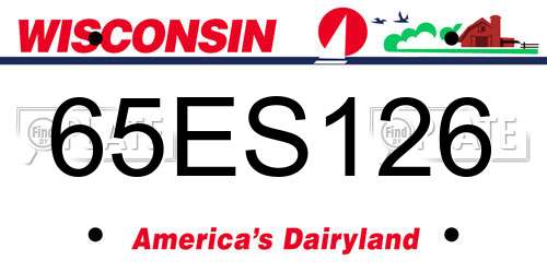 65ES126 Wisconsin License Plate