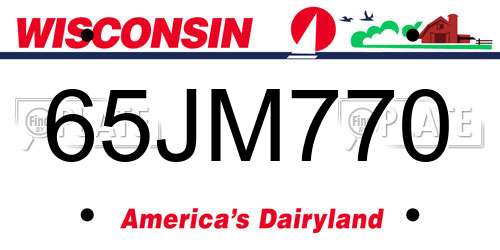 65JM770 Wisconsin License Plate