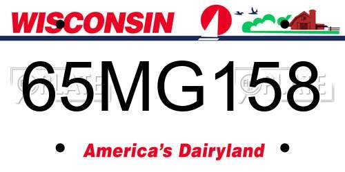 65MG158 Wisconsin License Plate