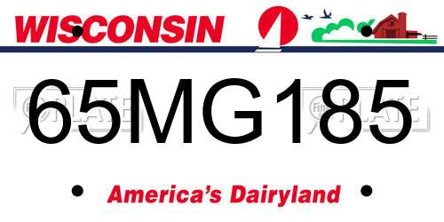 65MG185 Wisconsin License Plate