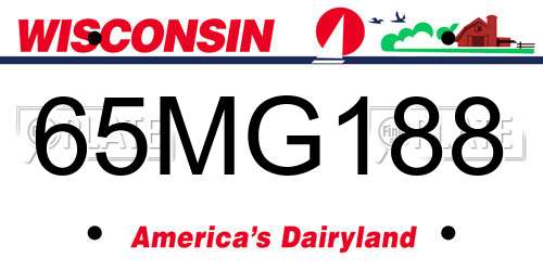65MG188 Wisconsin License Plate