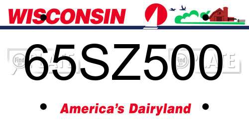 65SZ500 Wisconsin License Plate