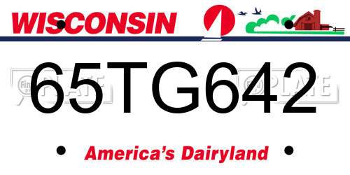 65TG642 Wisconsin License Plate