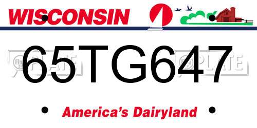 65TG647 Wisconsin License Plate