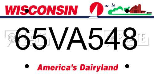 65VA548 Wisconsin License Plate