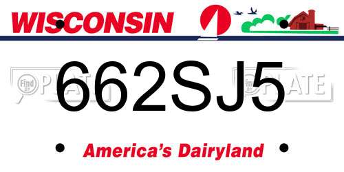 662SJ5 Wisconsin License Plate