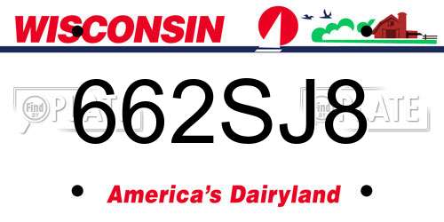 662SJ8 Wisconsin License Plate
