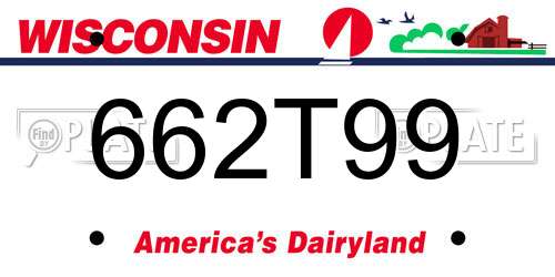 662T99 Wisconsin License Plate