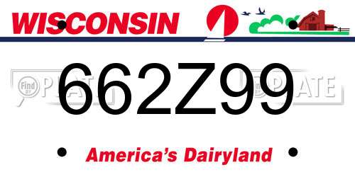 662Z99 Wisconsin License Plate