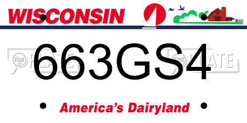 663GS4 Wisconsin License Plate